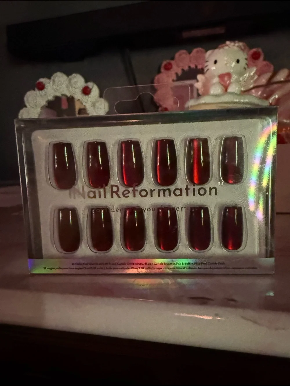 Nail Reformation Mirrored Deep Wine Red Press-On Nails in short coffin - Picture 6 of 8